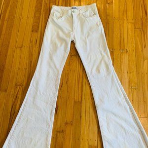 O2 Denim Mid-Rise Flare White Jeans